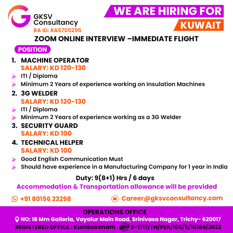 Urgent Hiring for kuwait