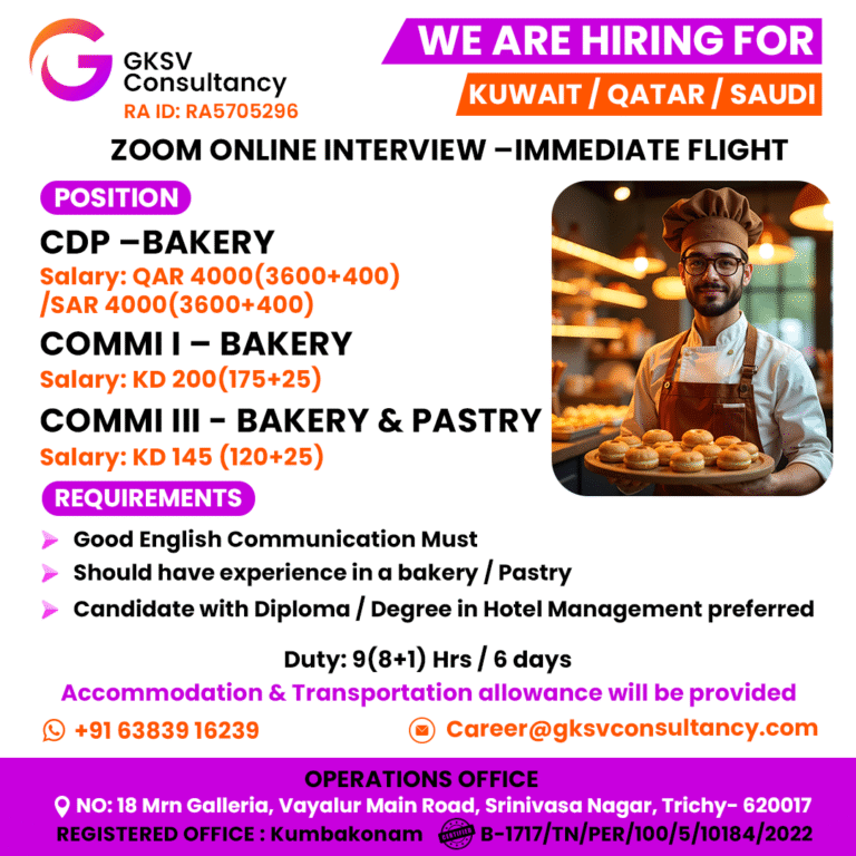 Urgent Hiring for Kuwait/Saudi/qatar