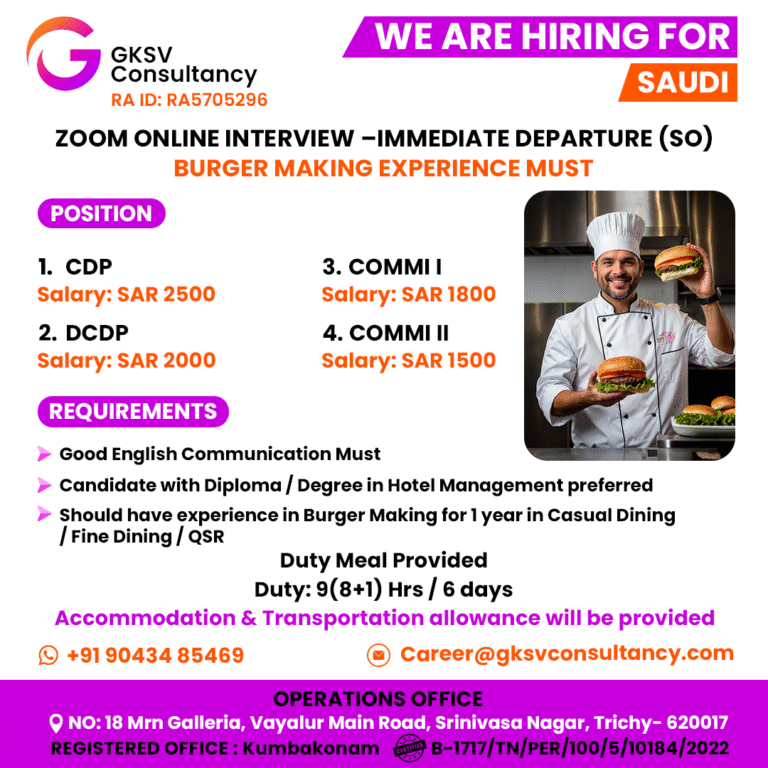 Urgent Hiring for saudi