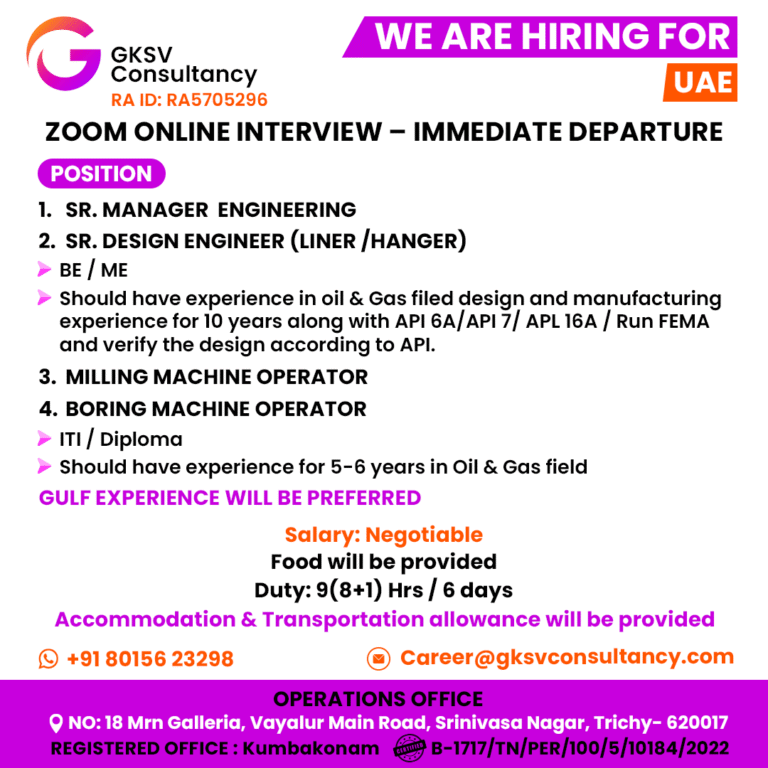 Urgent Hiring for UAE