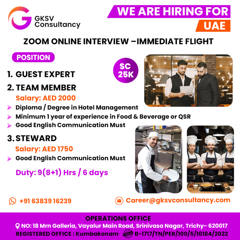 Urgent Hiring for UAE