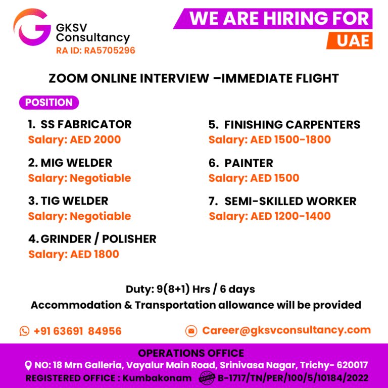 Urgent Hiring for UAE