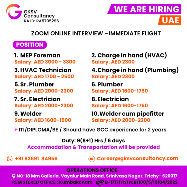 Urgent Hiring for UAE