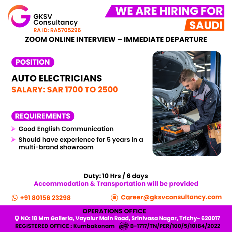Urgent Hiring for saudi
