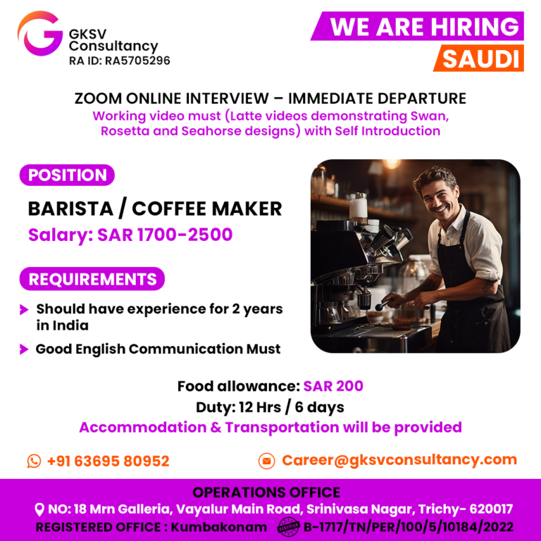 Urgent Hiring for saudi