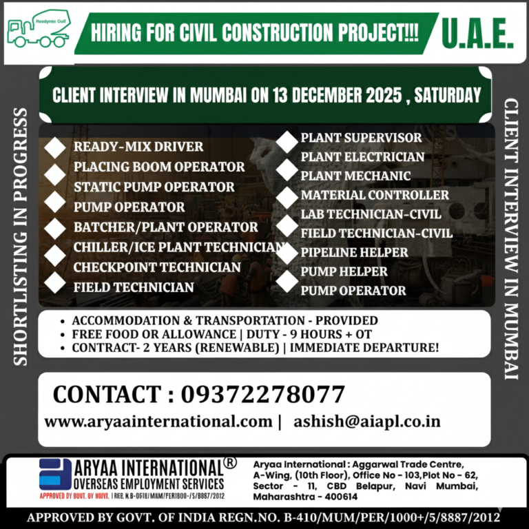 Plant Supervisor Lab Technician Readymix Driver Batcher/Plant Operator Chiller & Ice Plant Technician Dispatch Coordinator Material Controller Placing Boom Operator