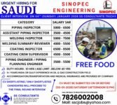 Sinopec Saudi Recruitment 2026 – Piping Engineer, Inspector, Welding Reviewer Vacancies