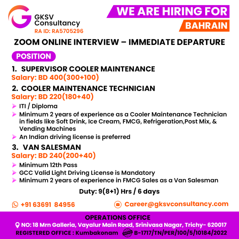 Urgent Hiring for Bahrain