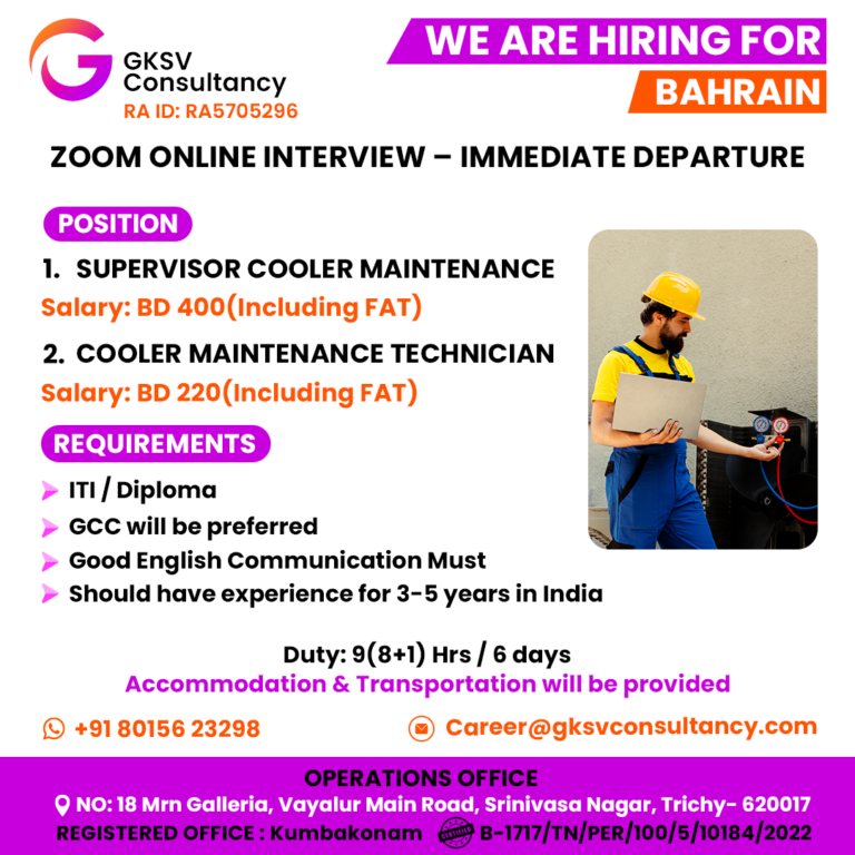 Urgent Hiring for Bahrain