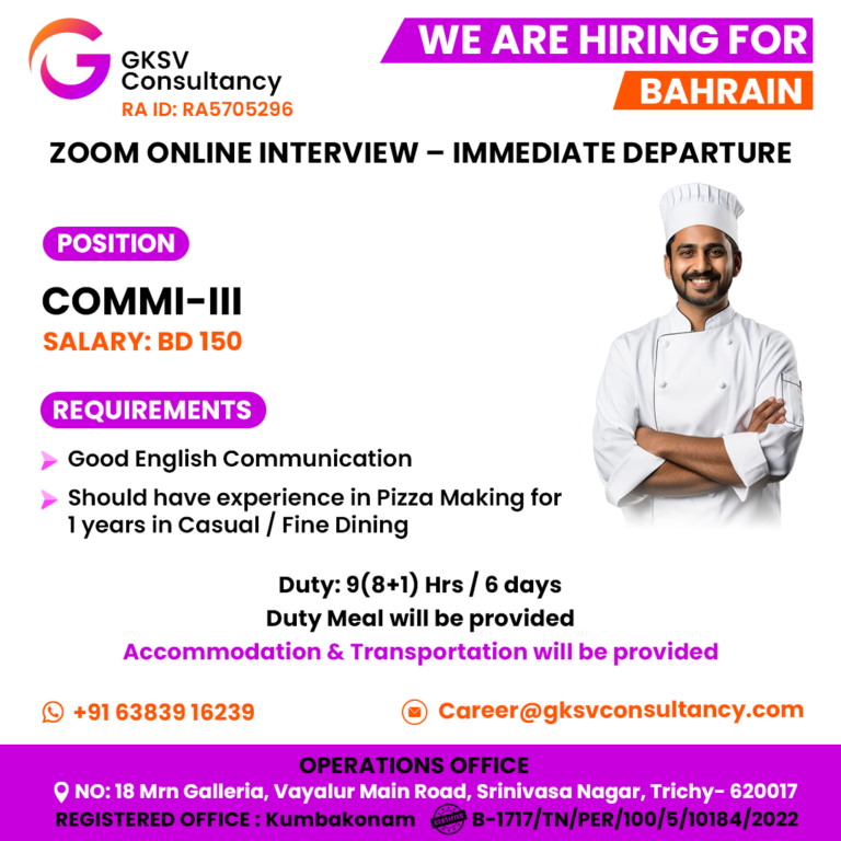 Urgent Hiring for Bahrain