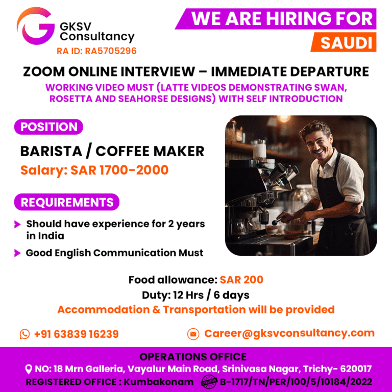 Urgent Hiring for saudi