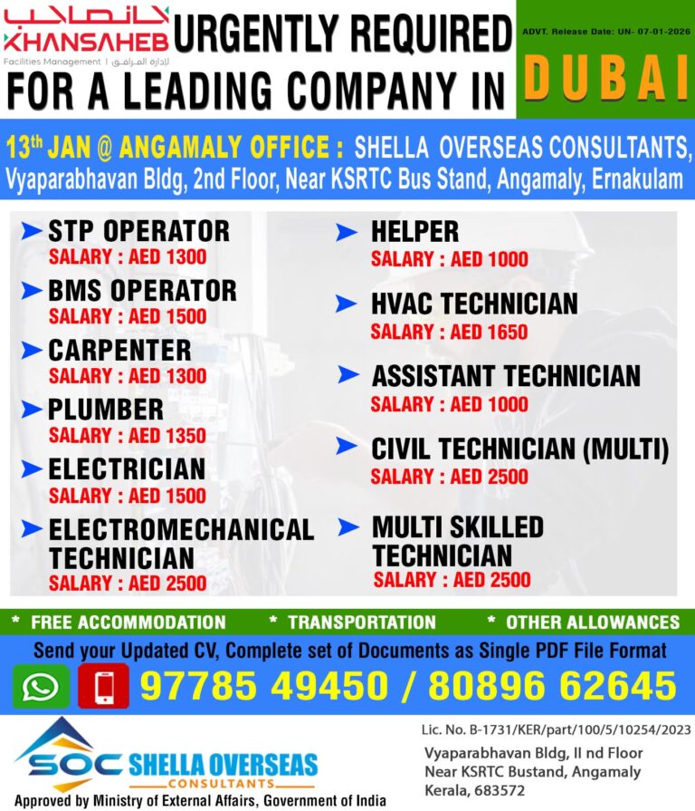 Khansaheb Facilities Management jobs in Dubai: Urgently Hiring Technicians