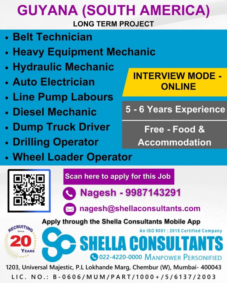 South America Jobs: Urgent Hiring for Guyana Long Term Project (Online Interview)