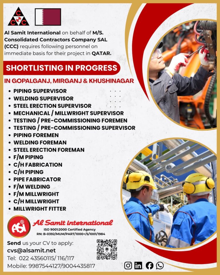 Qatar Job Vacancy: Al Samit International Hiring for CCC Project