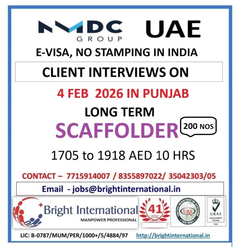 UAE Job Vacancy: Massive Scaffolder Hiring for NMDC Group in Punjab