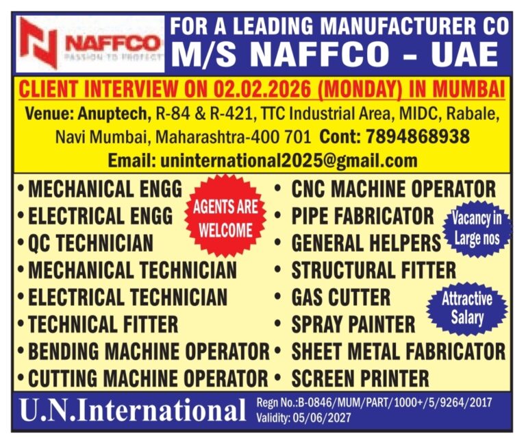 NAFFCO UAE Jobs: Urgent Hiring for Leading Manufacturer by UN International