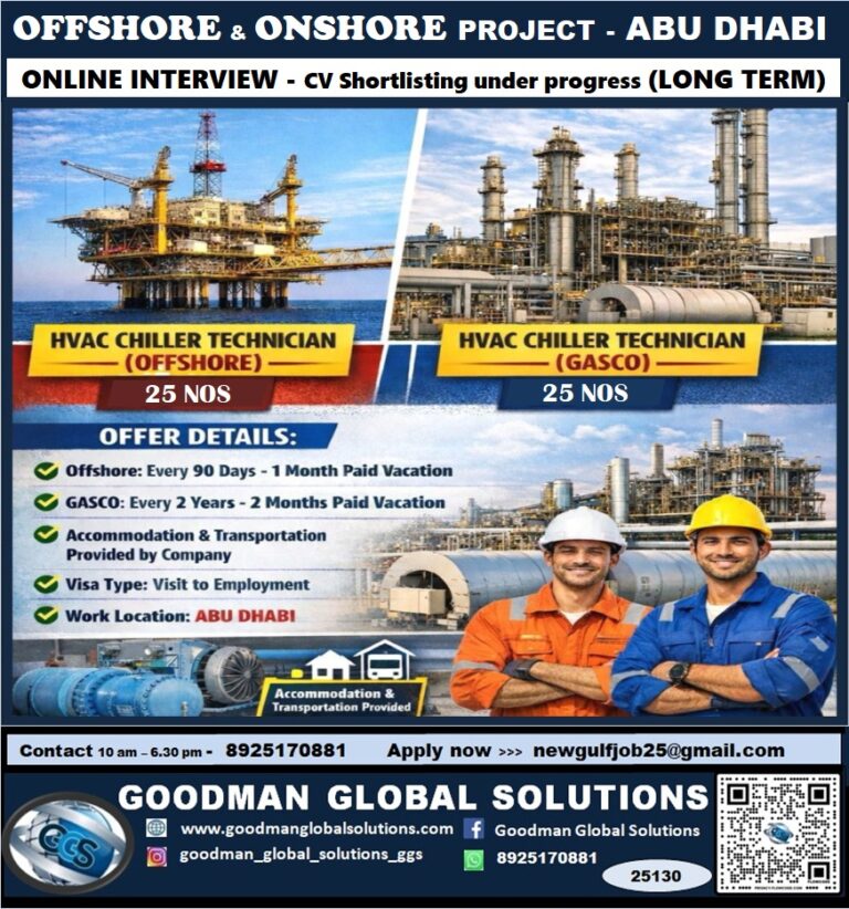 OFFSHORE -ONSHORE PROJECT - ABUDHABI - ONLINE INTERVIEW - CV shortlisting under process (Long term) 6 OFFSHORE -ONSHORE PROJECT – ABUDHABI – ONLINE INTERVIEW – CV shortlisting under process (Long term)