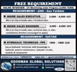 FREE REQUIREMENT - UAE -GAS TURBINE PROJECT ONLINE INTERVIEW-CV  Shortlisting under progress (LONG TERM)