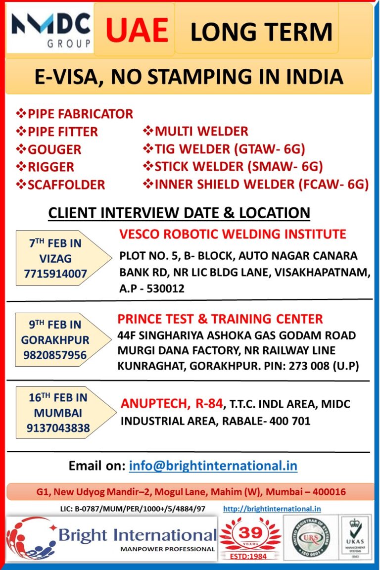 UAE Long Term Jobs: NMDC Group Hiring via Bright International