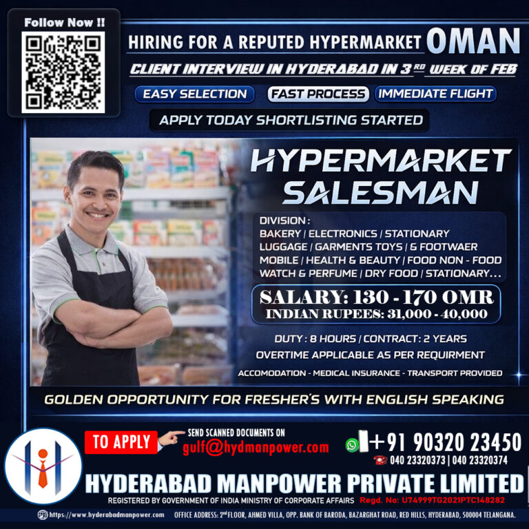 CLIENT INTERVIEW IN HYDERABAD FOR Salesman’s