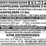 Urgently Required Belgium: Scaffolding Jobs by KPM Enterprises