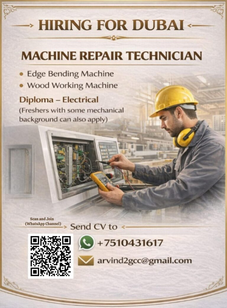 MACHINE REPAIR TECHNICIAN (Edge Bending Machine ,Wood Working Machine) 4 MACHINE REPAIR TECHNICIAN (Edge Bending Machine ,Wood Working Machine)
