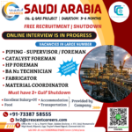 FREE RECRUITMENT FOR SAUDI ARABIA COUNTRY