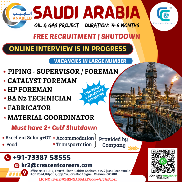 FREE RECRUITMENT FOR SAUDI ARABIA COUNTRY