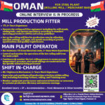 MILL PRODUCTION FITTER / MAIN PULPIT OPERATOR / SHIFT IN-CHARGE