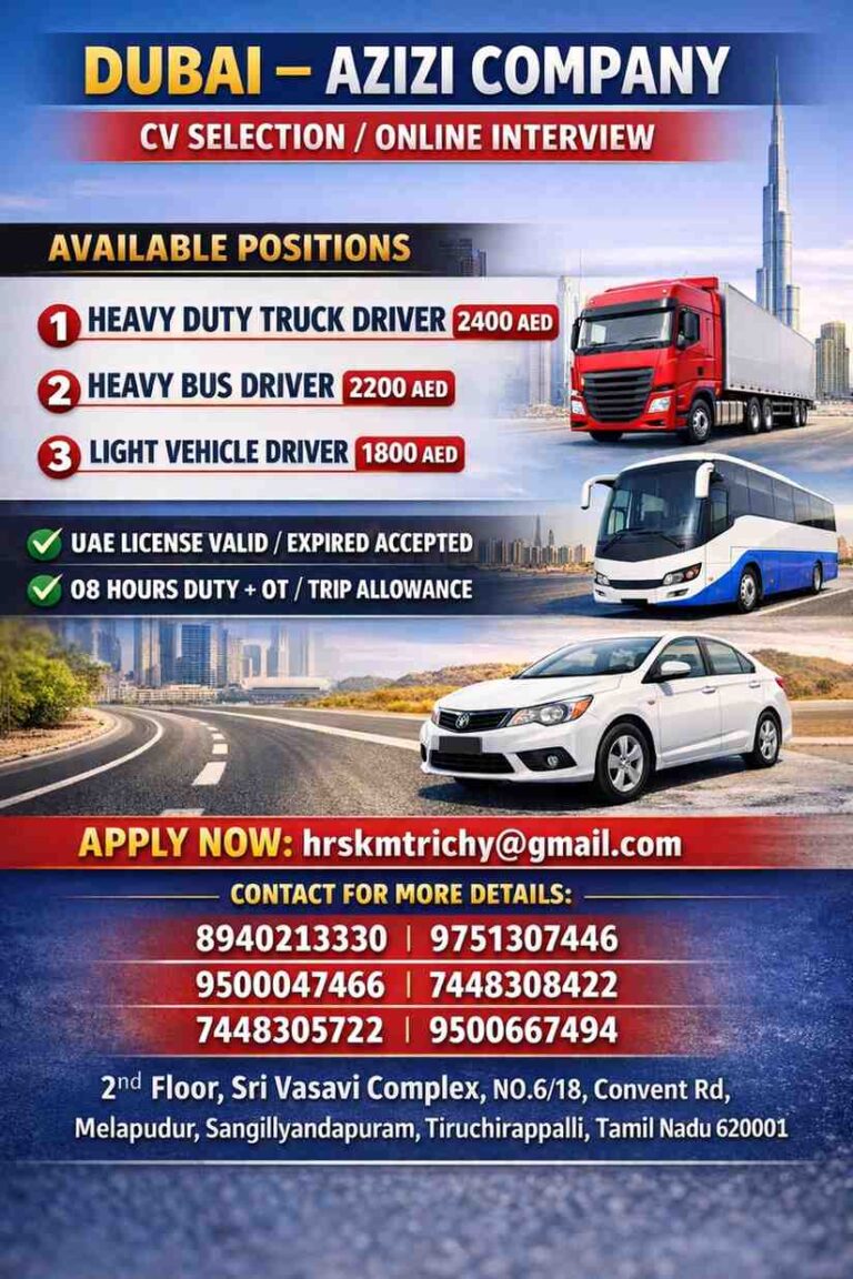 URGENT REQUIREMENT – DUBAI