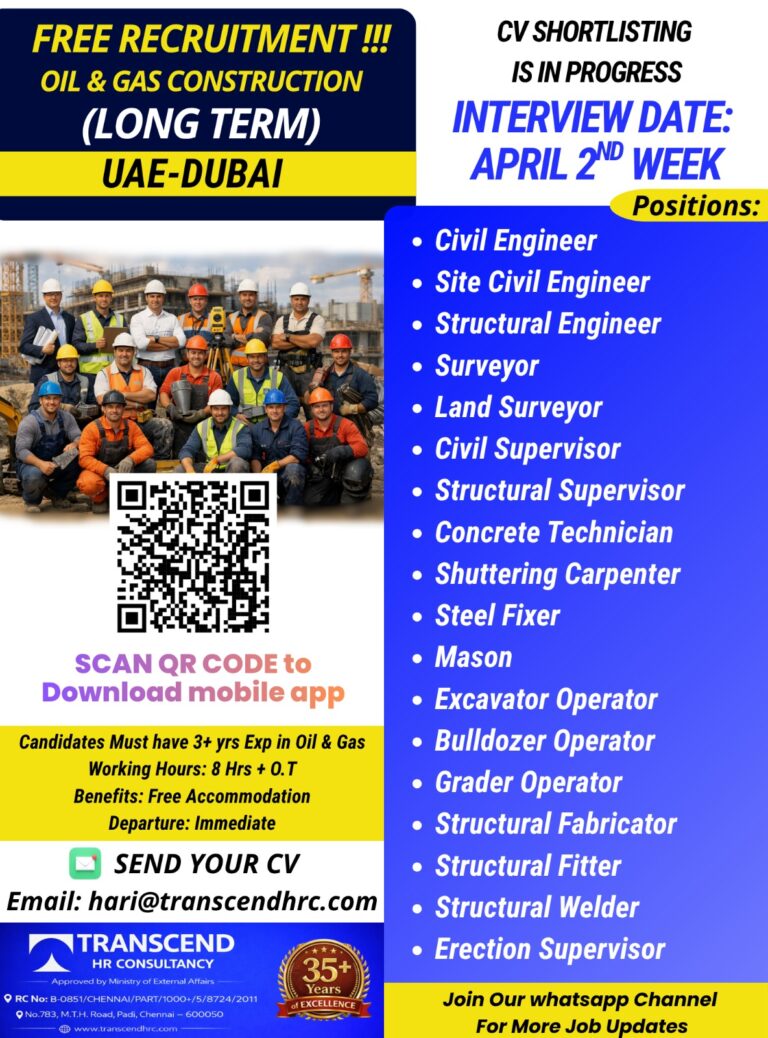 Oil & Gas Construction (Long Term) – UAE-Dubai (Civil & Structural)