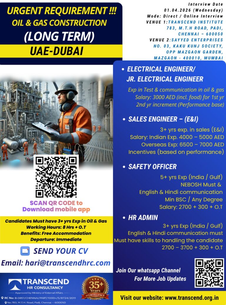 Oil & Gas Construction (Long Term) – UAE-Dubai
