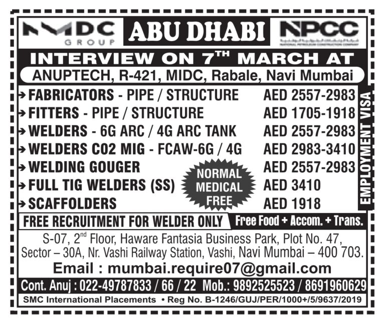 Abu Dhabi Job Vacancy – Urgent Hiring Fabricators & Welders