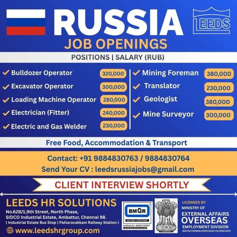 Russia Job Openings – Urgent Hiring at Leeds HR Solutions