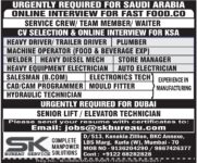 Saudi Arabia & Dubai Job Vacancy – Urgent Hiring at SK Bureau