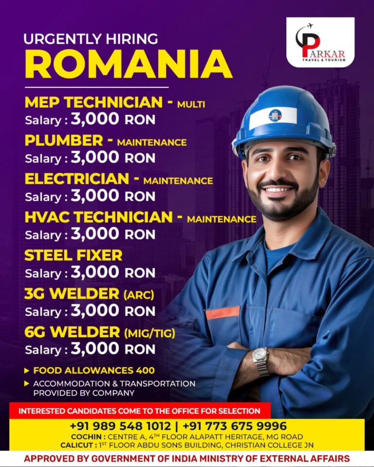 Romania Job Vacancy – Urgent Hiring at Parkar Travel & Tourism