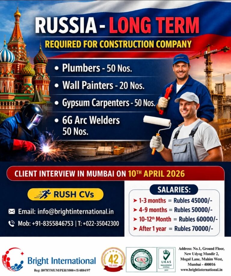 Russia Job Vacancy – Urgent Hiring at Bright International