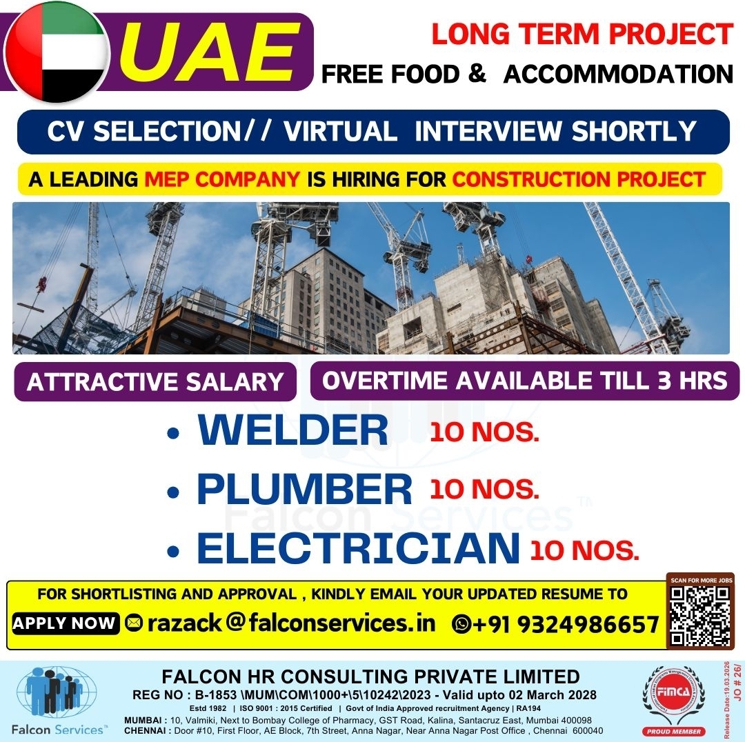 Skilled Trade Jobs in UAE – MEP Company Hiring Now Skilled Trade Jobs in UAE – MEP Company Hiring Now