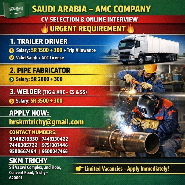 URGENT REQUIREMENT – SAUDI ARABIA