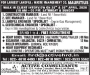 Mauritius Job Vacancy – Urgent Hiring at Active Consultants