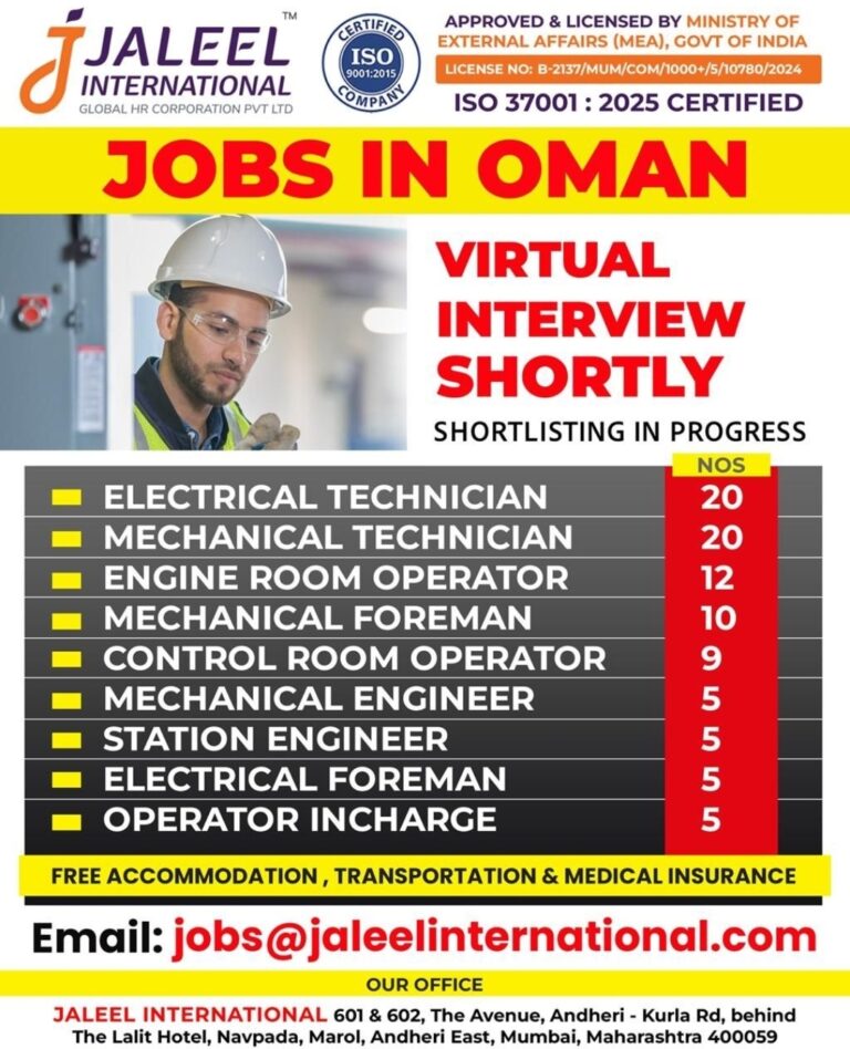 Oman Job Vacancy – Urgent Hiring at Jaleel International 7 Oman Job Vacancy – Urgent Hiring at Jaleel International