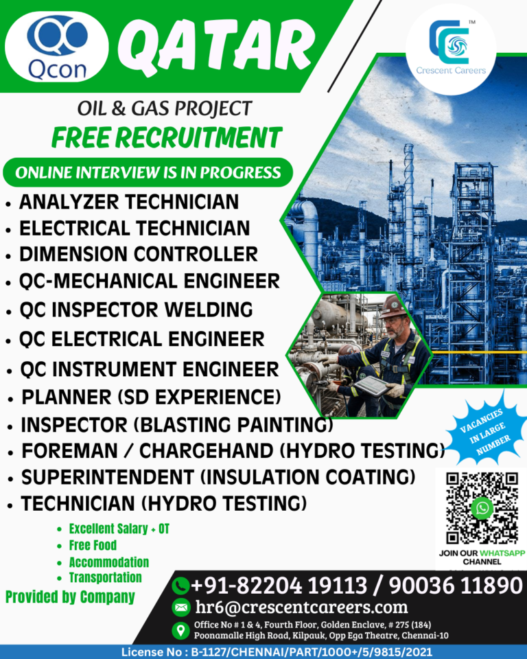 FREE RECRUITMENT FOR QATAR COUNTRY