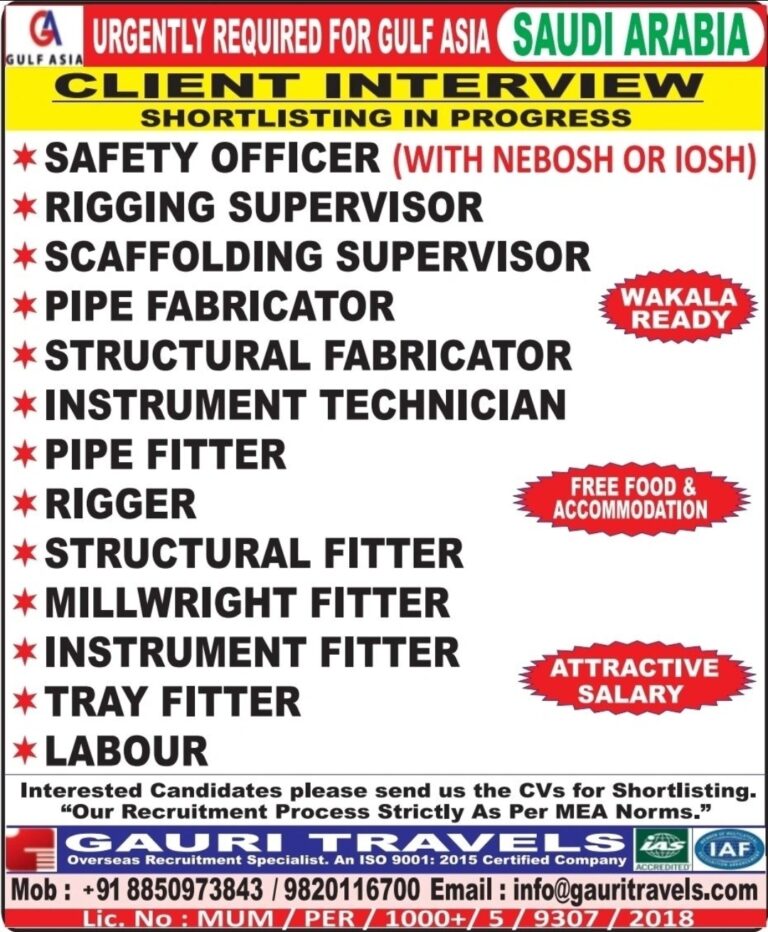 Saudi Arabia Job Vacancy – Urgent Hiring at Gauri Travels 5 Saudi Arabia Job Vacancy – Urgent Hiring at Gauri Travels