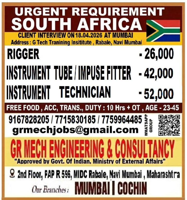 South Africa Job Vacancy – Urgent Hiring at GR Mech Engineering