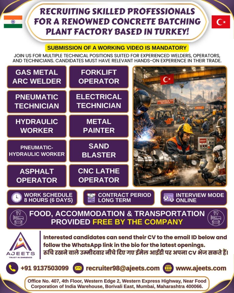 Turkey Welder Jobs – Urgent Hiring at Ajeets