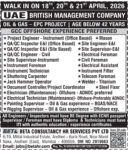 UAE Oil And Gas Job – Urgent Walk-In Hiring at Beta Consultancy