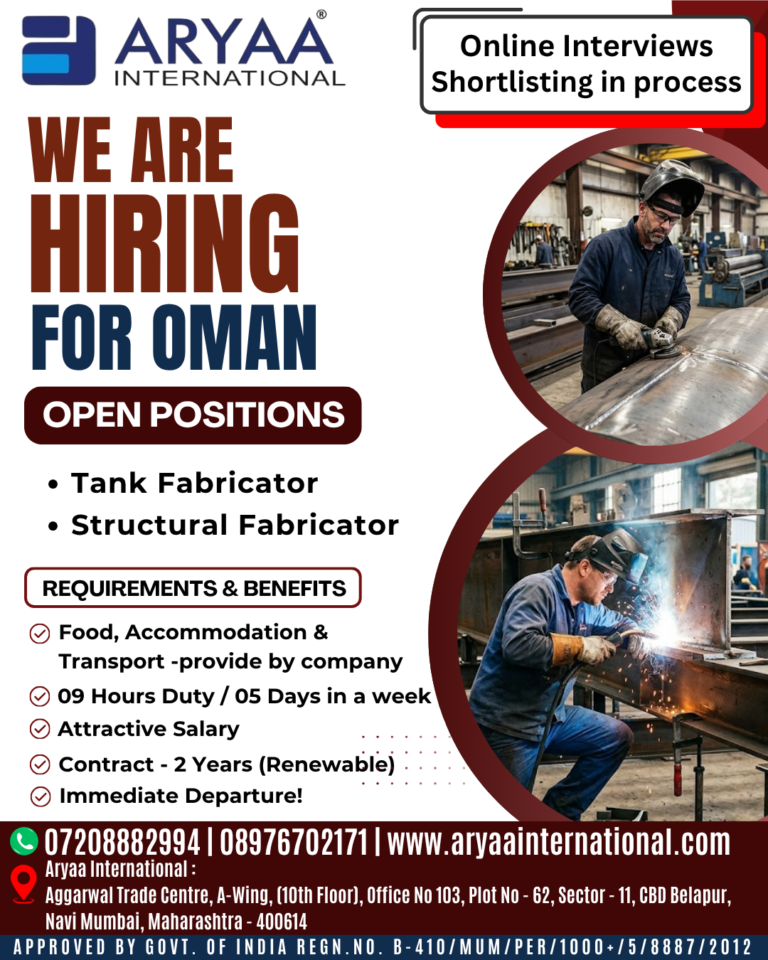 🏗️ We Are Hiring: Tank & Structural Fabricators for Oman!
