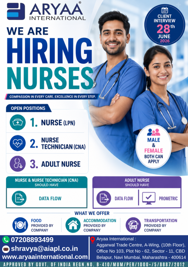 Aryaa International is Hiring Nurses!
