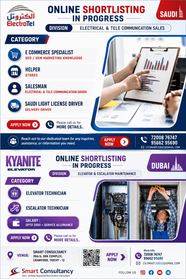 CV SELECTION – ONLINE SHORTLISTING IS GOING ON  !!