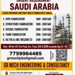 Saudi Arabia Job Vacancy – Urgent Hiring at GR Mech Engineering